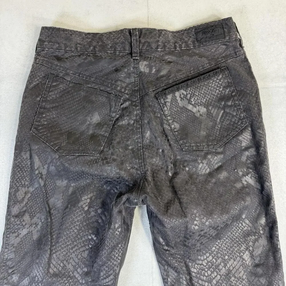 VTG ModZart London Pants Size 30x34* Black Skinny Python Snake Leather Print 80s